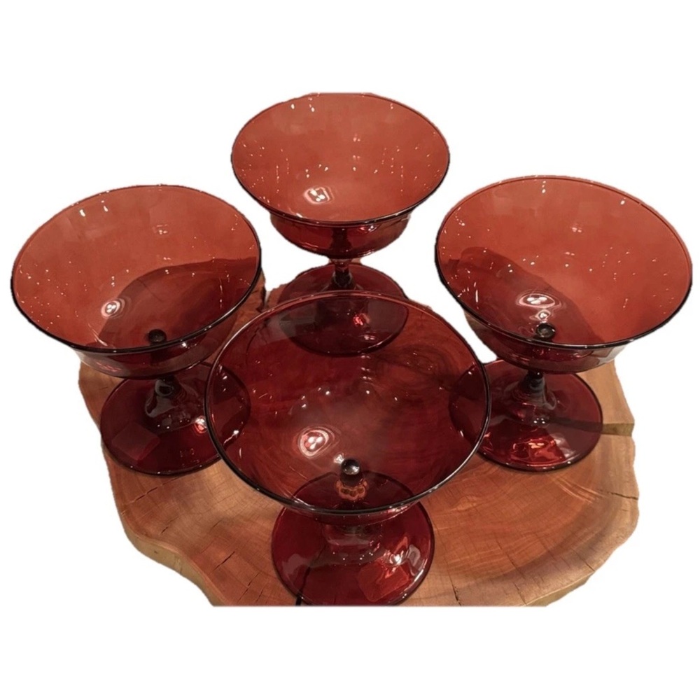 Anthropologie Catherine Martin Set/4 RED Coupe Glasses - Picture 6 of 8